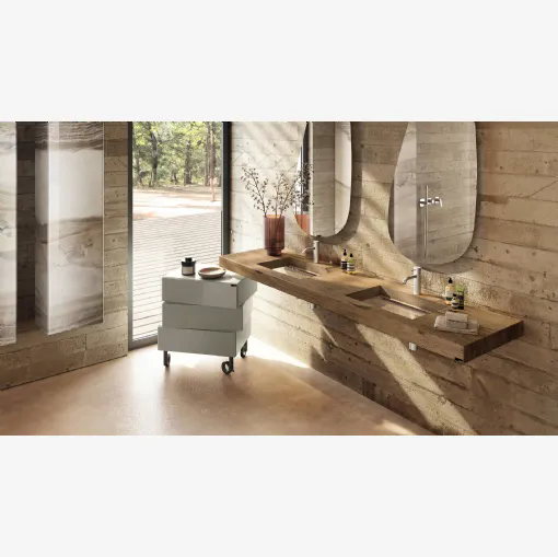 Lavabo Depth in legno e vetro di Lago
