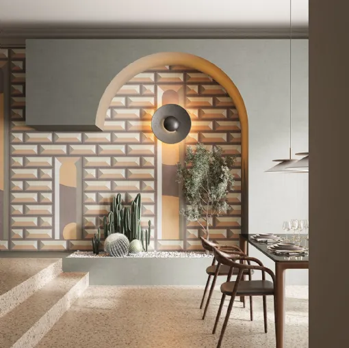 Carta da parati Bossage dal design geometrico di Inkiostro Bianco