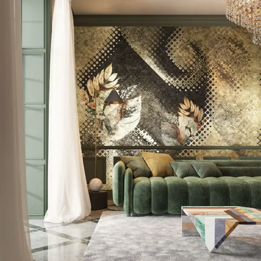 Carta da parati Goldenwall con illustrazione floreale Kookspook Inkiostro Bianco