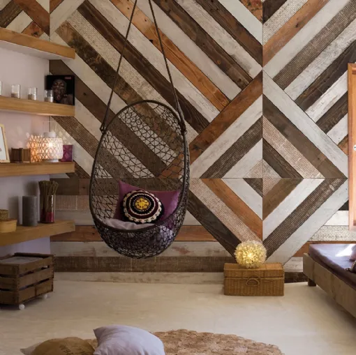 Carta da parati geometrica effetto legno Wooden di Inkiostro Bianco