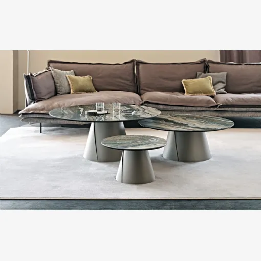 Tavolino con base in metallo e piano in ceramica Marmi Albert Keramik di Cattelan Italia