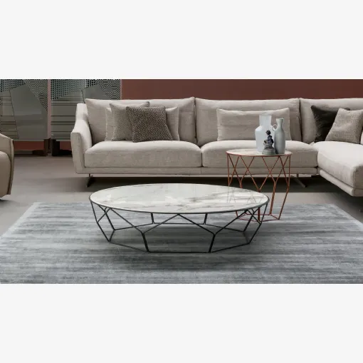 Tavolino rotondo Arbor con top in ceramica e base in metallo di Bonaldo