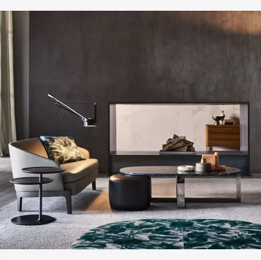 Tavolino in marmo con base in acciaio Domino Next di Molteni & C