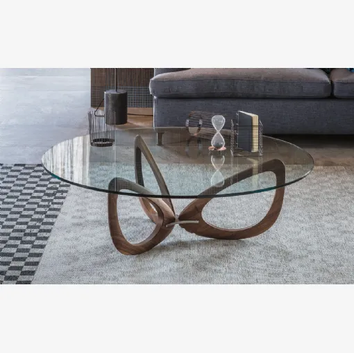 Tavolino in vetro con base in legno Helix di Cattelan Italia