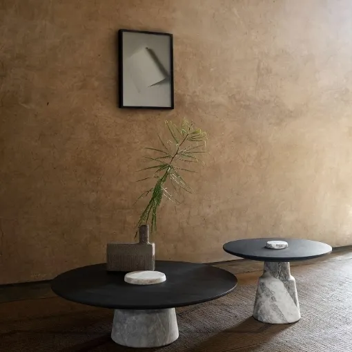 Tavolino in legno con base in marmo Mill di Tacchini