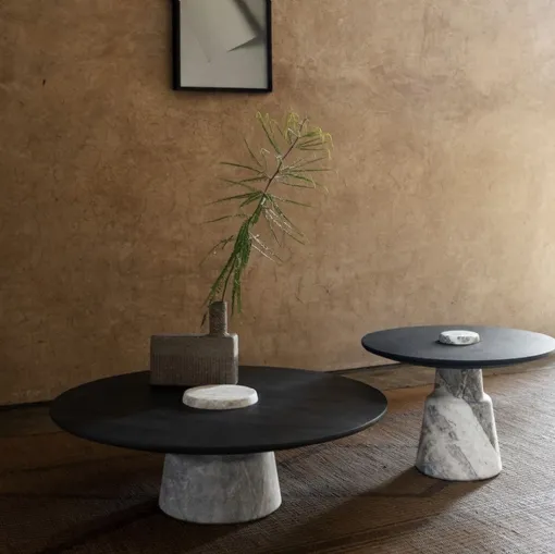 Tavolino in legno con base in marmo Mill di Tacchini