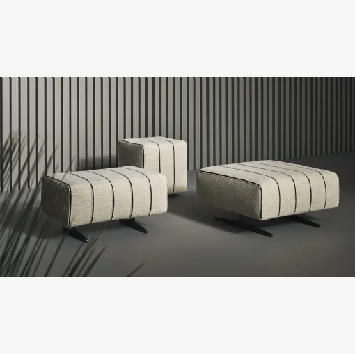 Pouf in tessuto imbottito con base in metallo Mark di Bonaldo