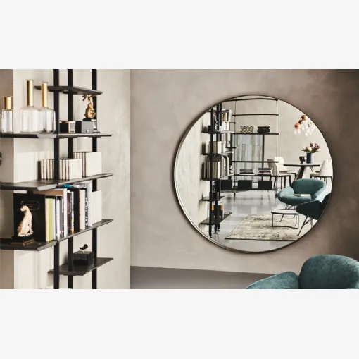 Specchio Wish Magnum da parete in cristallo specchiato con cornice in acciaio verniciato goffrato di Cattelan Italia
