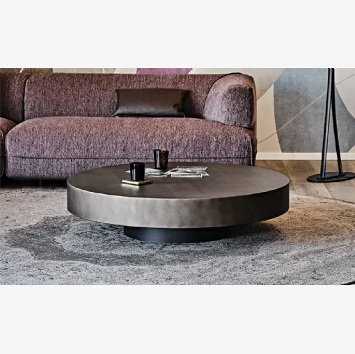 Tavolino rotondo con top in legno verniciato Brushed Grey Arena di Cattelan Italia