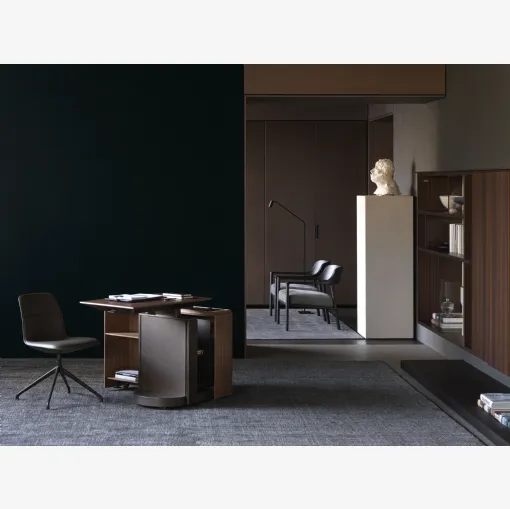 Scrittoio Touch Down Unit in essenza Noce Canaletto di Molteni & C