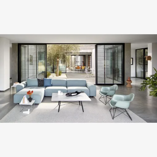 Tavolino quadrato con top in marmo Eames Coffee Table di Vitra