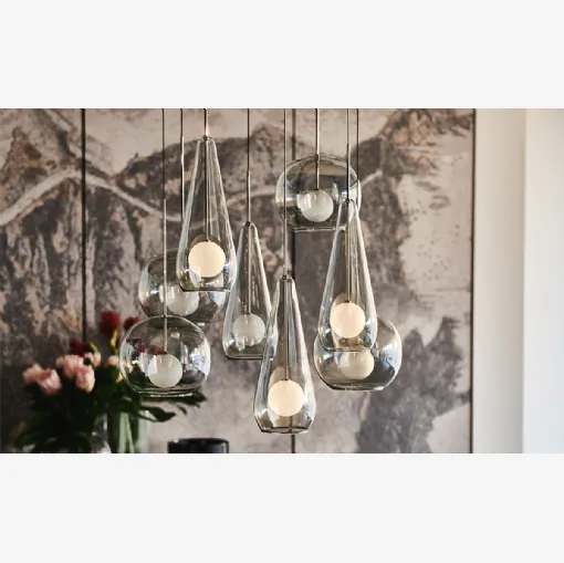Lampada a sospensione con paralume in cristallo fumè Melody di Cattelan Italia