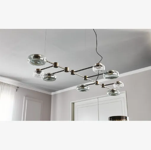 Lampada a sospensione in metallo e vetro Circuit di Cattelan Italia
