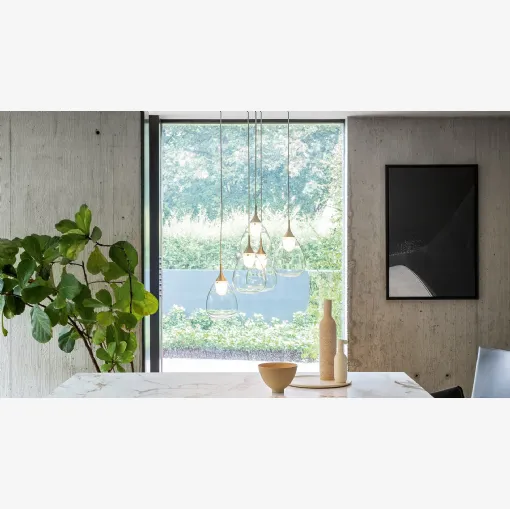 Lampada a sospensione in vetro pyrex e stelo metallico Gocce di Bonaldo