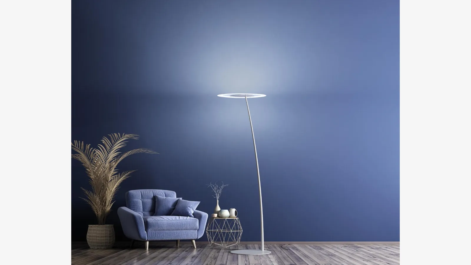 Lampada da terra Antigua FL in metallo con diffusore in vetro di Linea Light