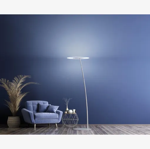 Lampada da terra Antigua FL in metallo con diffusore in vetro di Linea Light