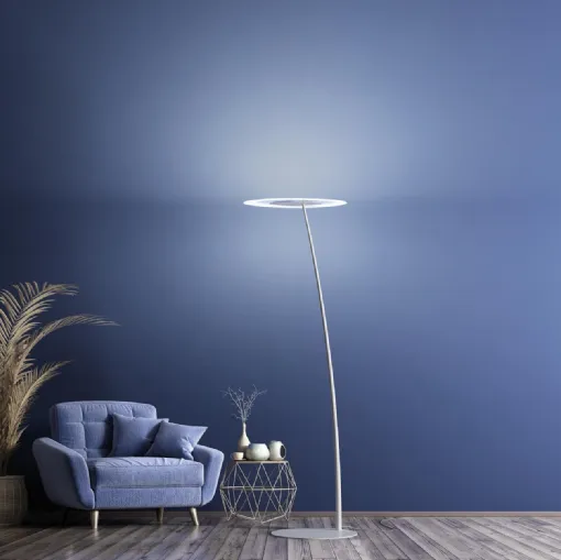 Lampada da terra Antigua FL in metallo con diffusore in vetro di Linea Light