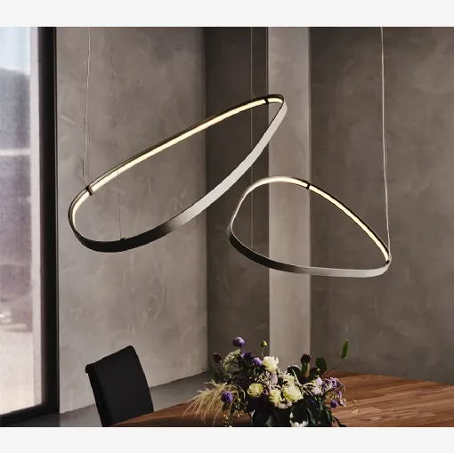 Lampada a sospensione Magellano in acciaio verniciato titanio di Cattelan Italia