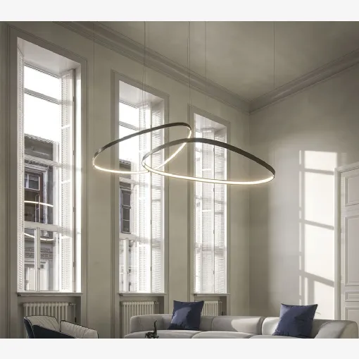Lampada a sospensione Magellano Magnum in acciaio verniciato titanio di Cattelan Italia