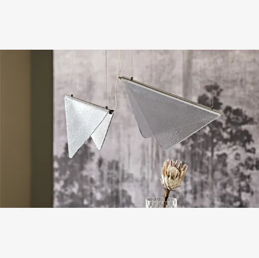 Lampada a sospensione con paralume in vetro artistico decorato trasparente Velar di Cattelan Italia