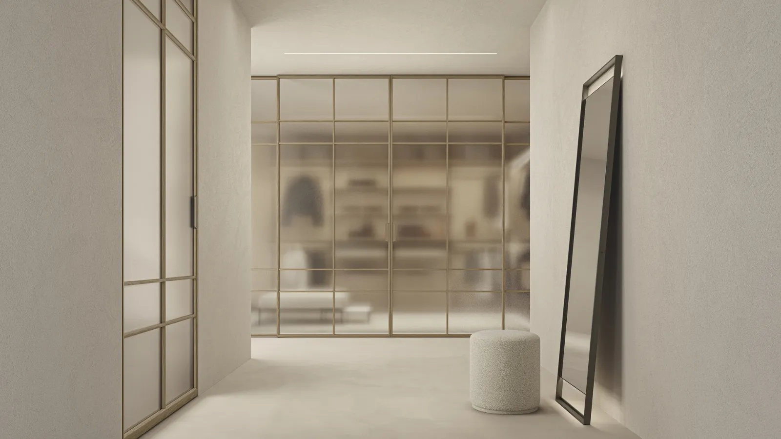 Porta per interni Maxi Scorrevole in vetro con telaio in legno di Rimadesio