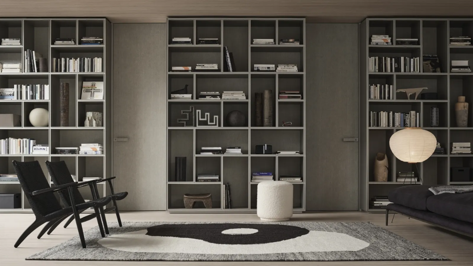 Porta per interni Moon in Litech Grigio Rigato di Rimadesio