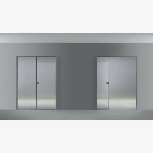 Porta per interni scorrevole Spin in vetro con telaio in alluminio Rimadesio