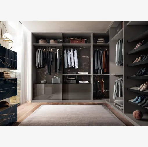 Cabina Armadio Outfit 1182 in laccato e vetro di Lago