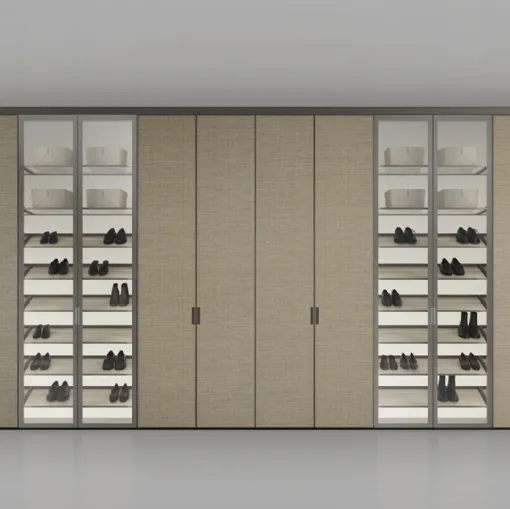 Armadio Cover con ante in Rafia e Vetro di Rimadesio