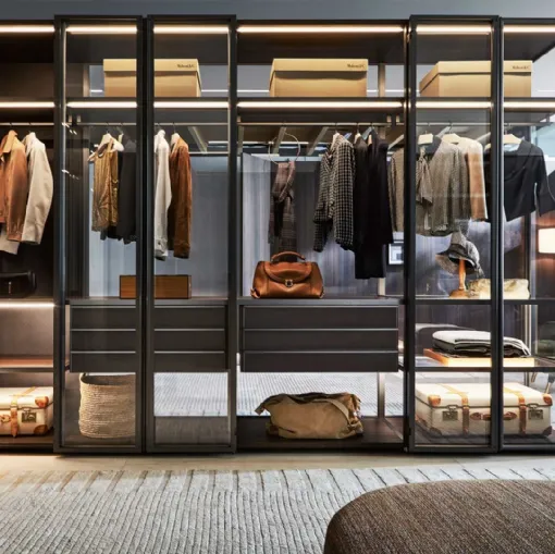 Armadio con ante battenti in vetro Gliss Master-Glass di Molteni & C