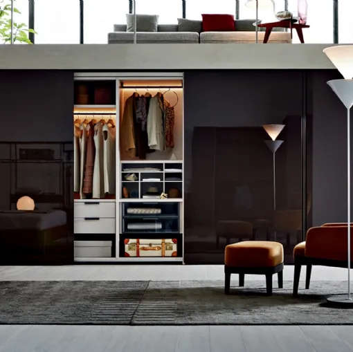 Armadio con anta scorrevole Gliss Master-A Filo in vetro e legno di Molteni & C