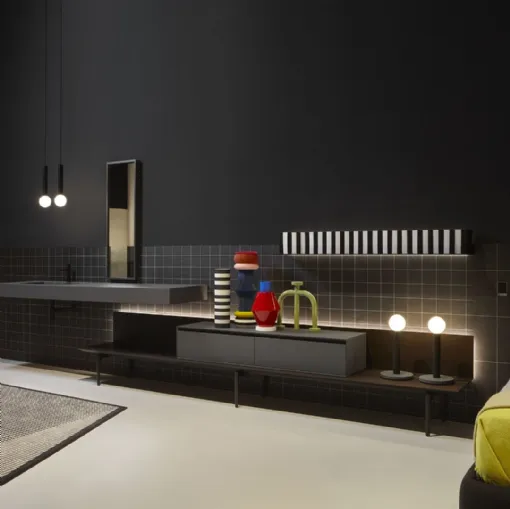 Mobile da Bagno in laccato e essenza legno con piedini in metallo Ala 02 di Antoniolupi