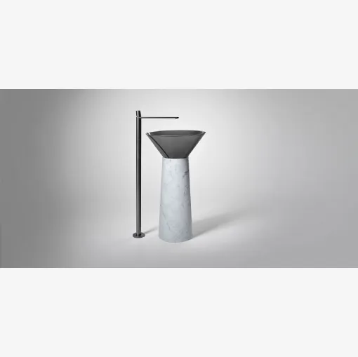 Lavabo con colonna in marmo e bacino in resina Cristalmood Albume di Antoniolupi