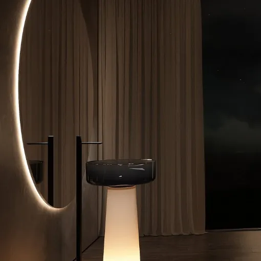 Lavabo da terra Albume Lux in cristallo con base luminosa di Antoniolupi