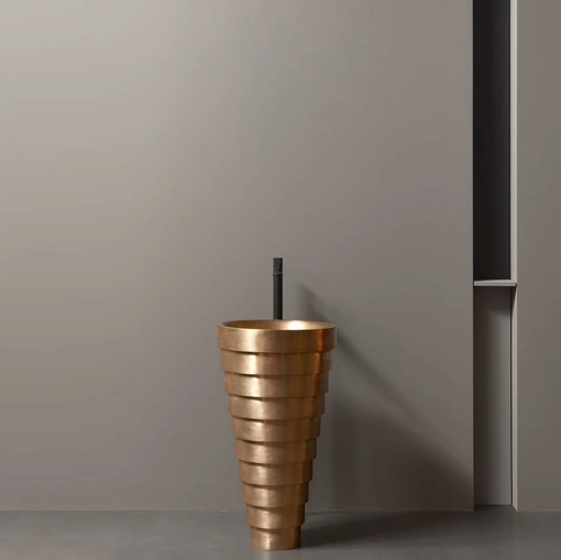 Lavabo freestanding AMDL Circle Cheope in bronzo satinato di Antoniolupi
