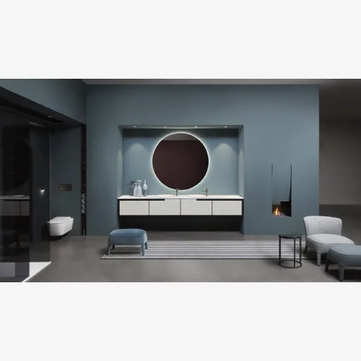 Mobile da Bagno sospeso in laccato opaco con profilo in alluminio Atelier 01 di Antoniolupi