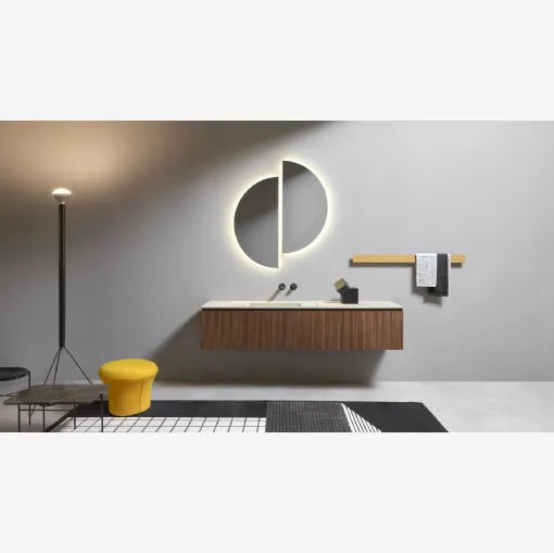 Mobile da Bagno sospeso Binario03 in Noce Canaletto di Antoniolupi