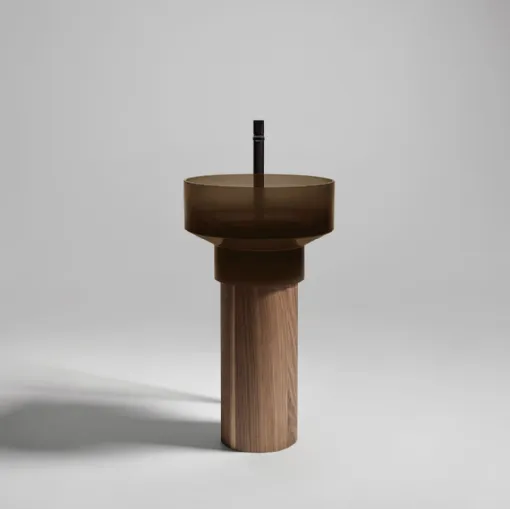 Lavabo a colonna Borghi in vetro e legno di Antoniolupi
