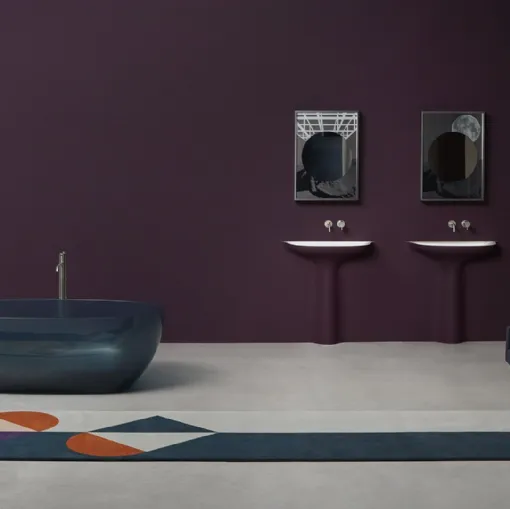 Lavabo in resina Corian incassato nel muro Calice di Antoniolupi