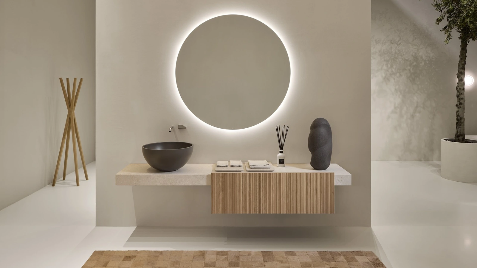 Mobile da Bagno Cartesio n Rovere e Marmo di Antoniolupi