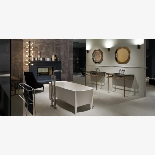 Mobile da Bagno consolle in legno con top con lavabo integrato in vetro Ilbagno 01 di Antoniolupi