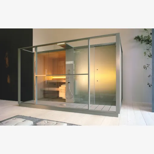 Sauna + Hammam Logica SPA in legno, gres e alluminio di Effe