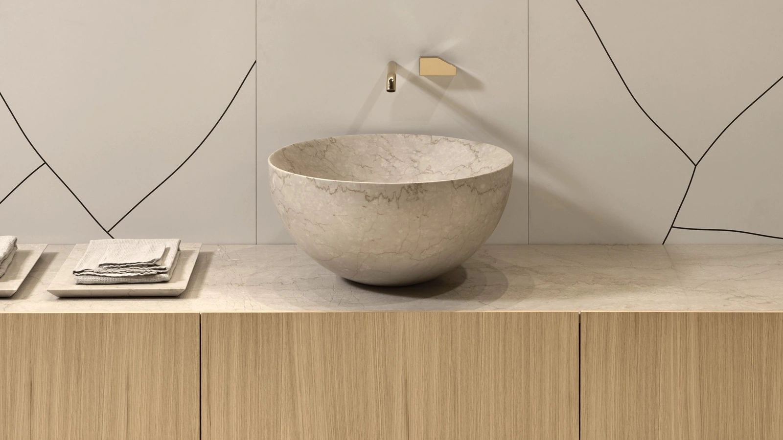 Lavabo Nadir in marmo botticino di Antoniolupi