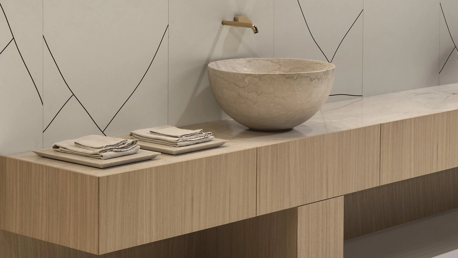 Lavabo Nadir in marmo botticino di Antoniolupi