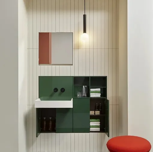 Mobile da Bagno sospeso incassato Showdown in laccato lucido di Antoniolupi