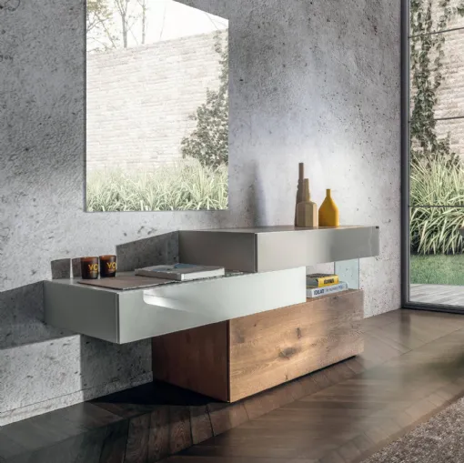 Comò in vetro laccato e legno 36e8 0666 di Lago