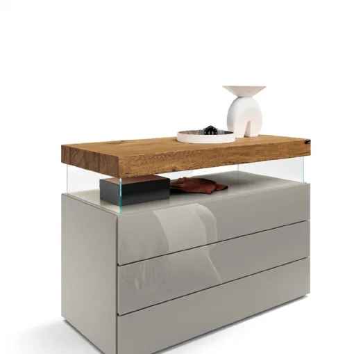 Cassettiera Air 2140 in vetro lucido tortora di Lago
