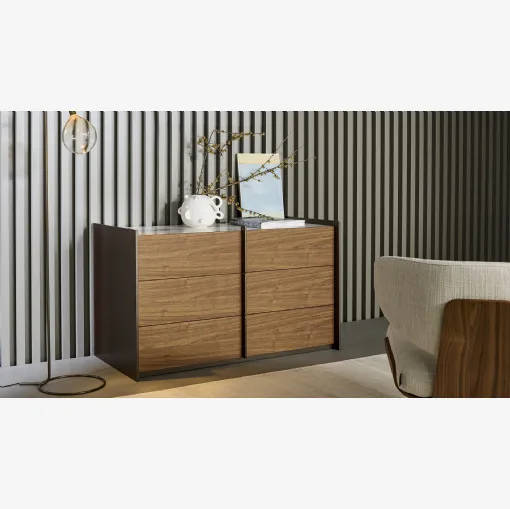 Comò Aureo con cassetti in legno e top in ceramica di Bonaldo