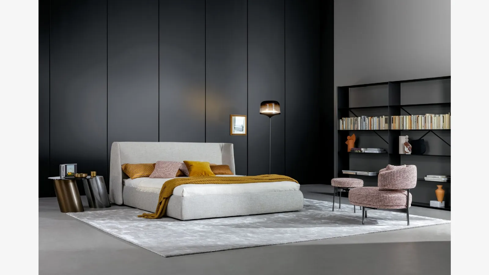 Letto con testiera e box contenitore Basket di Bonaldo