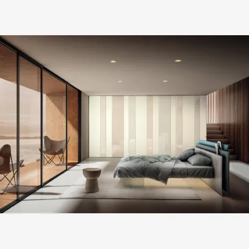 Letto con testiera in tessuto Vele 1801 di Lago